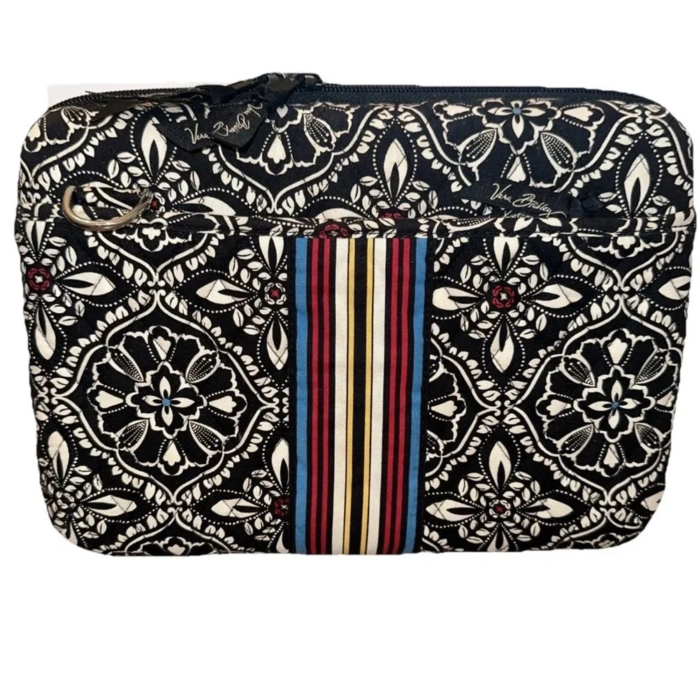 Vera Bradley Black Floral Crossbody Hard Shell Tablet Laptop Case W/Divider